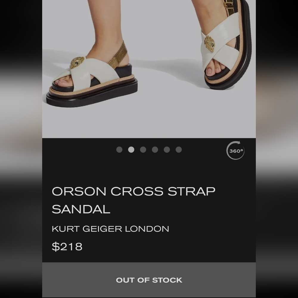 Kurt Geiger Orson Cross Strap Sandal in White and Gold